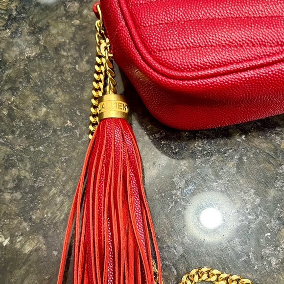 SAINT LAURENT Lou Mini Monogram Ysl Quilt Calf Camera Bag In Red - Picture 3 of 4